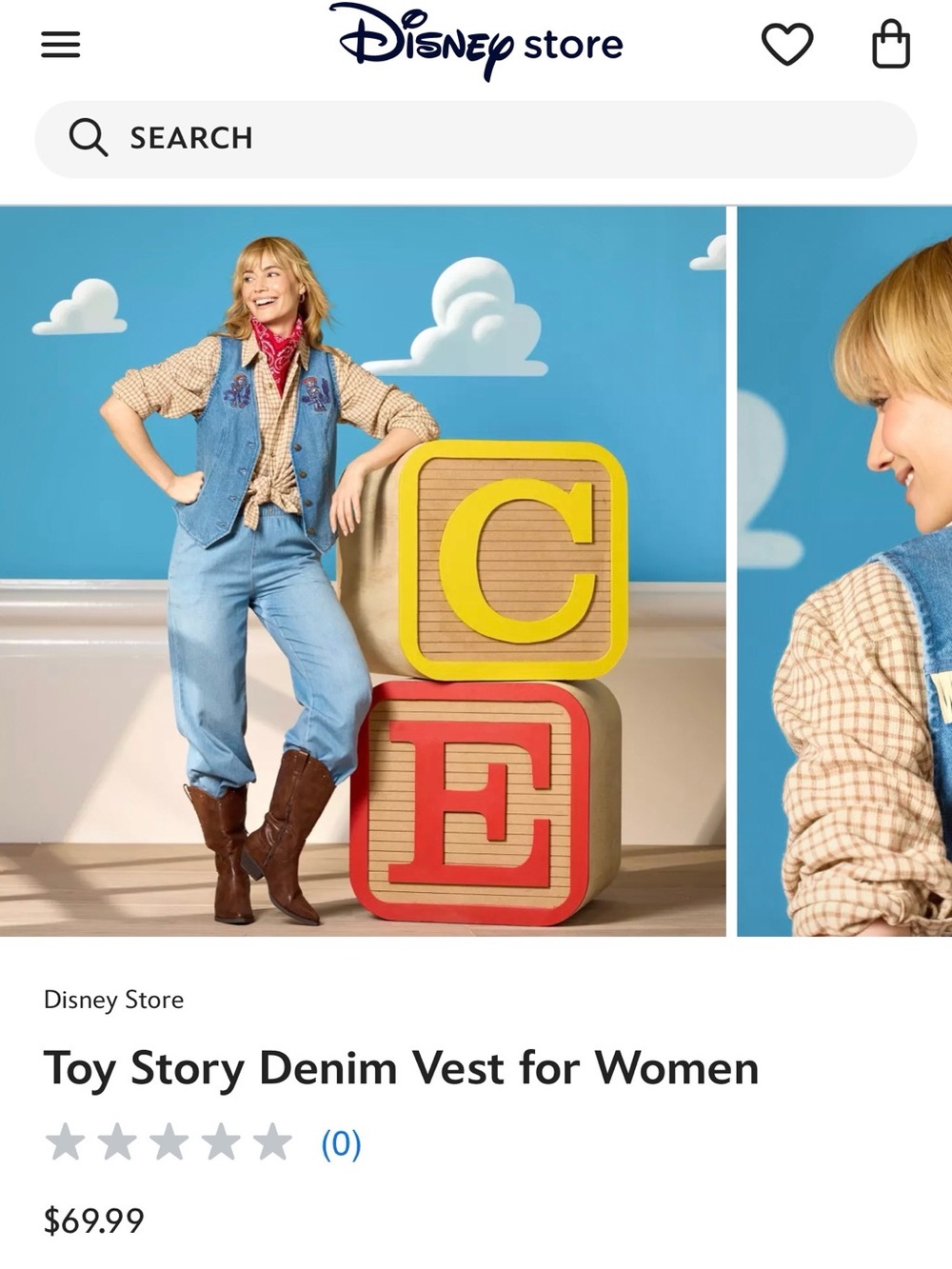 Toy Story Denim Vest with Embroidered characters- Blue